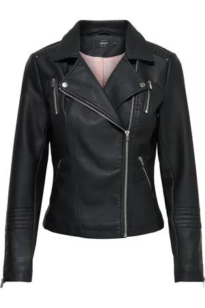 ONLY Jassen, Dames, Zwart, L, Polyester, 15153079 - Onlgemma Faux Leather Biker OTW Noos
