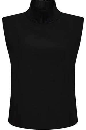 Co`Couture Truien, Dames, Zwart, S, Geribbelde coltrui vest