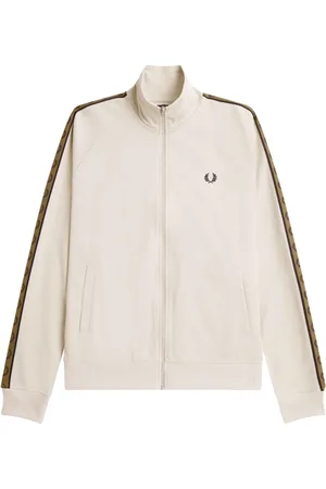 Fred Perry Sweatshirts & Hoodies, Heren, Wit, L, Katoen, Contrasterend Tape Track Jacket