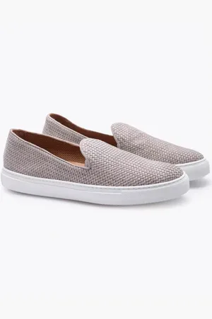 Fratelli Rossetti Schoenen, Dames, Grijs, 44 1/2 EU, Suède, Gevlochten leren en suède instappers - Grijs