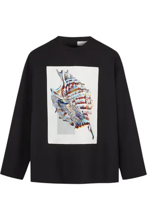 Agnona Tops, Dames, Zwart, L, Katoen, Bedrukt katoenen T-shirt