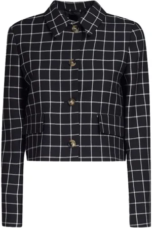 Marni Jassen, Dames, Zwart, S, Wol, Geruite wollen jas