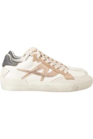 Ash Schoenen, Dames, Veelkleurig, 36 EU, Leer, Vintage leren sneakers met gouden details