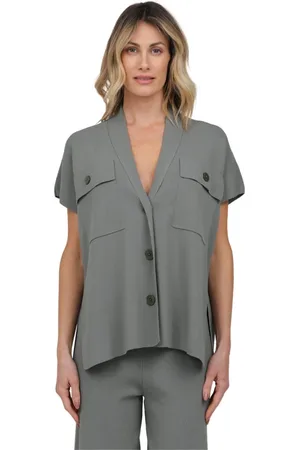 ALPHA STUDIO Blouses & Shirts, Dames, Groen, S, Kimono Mouw Vest Shirt