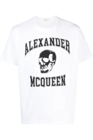 Alexander McQueen Tops, Heren, Wit, L, Katoen, T-Shirts