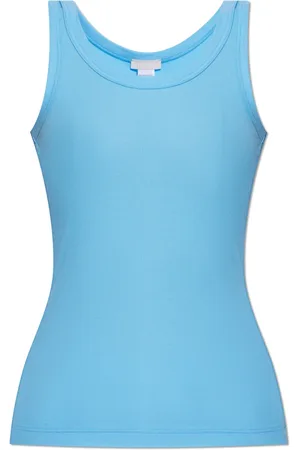 Hanro Tops, Dames, Blauw, S, Geribbelde tanktop