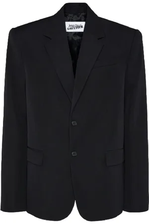 Jean Paul Gaultier Jassen, Dames, Zwart, M, Leer, Zwarte Korsetdetail Maatwerk Jas