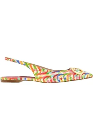 Carolina Herrera Schoenen, Dames, Veelkleurig, 36 EU, Leer, Platte leren schoenen met print