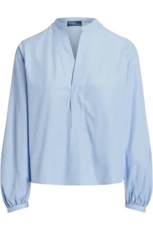 Ralph Lauren Blouses & Shirts, Dames, Blauw, M, Katoen, Klassieke Katoenen Poplin Blouse