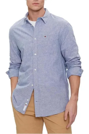 Tommy Hilfiger Overhemden, Heren, Blauw, S, Katoen, Shirts