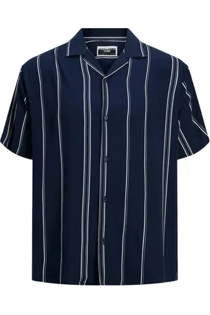 JACK & JONES Overhemden, Heren, Blauw, L, Short Sleeve Shirts
