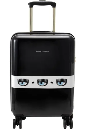 Chiara Ferragni Koffers, Dames, Zwart, ONE Size, Zwarte Eyelike Logo Koffer Trolley