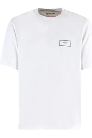 MARTINE ROSE Tops, Heren, Wit, M, Katoen, Wit Logo Print Klassieke Tee