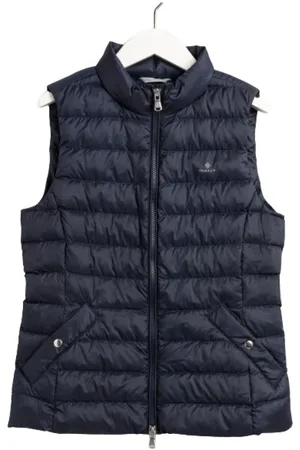 GANT Jassen, Dames, Blauw, S, Polyester, Gewatteerd Mouwloos Jack