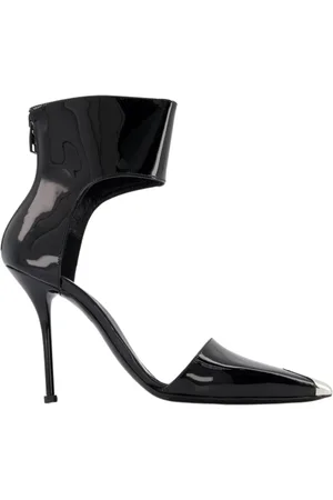 Alexander McQueen Schoenen, Dames, Zwart, 37 1/2 EU, Leer, High Heel Sandalen
