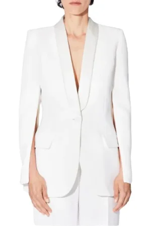 BARBARA BUI Jassen, Dames, Wit, L, Satijn, Witte Satijnen Luxe Mode Vest
