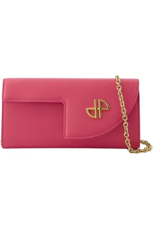 Patou Tassen, Dames, Roze, ONE Size, Leer, Roze leren ketting schoudertas