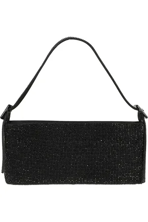BENEDETTA BRUZZICHES Tassen, Dames, Zwart, ONE Size, Satijn, Zwart Kristal Net Mini Clutch Tas