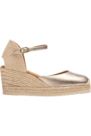 Unisa Schoenen, Dames, Grijs, 40 EU, Leer, Casual Bronzen Leren Damespadrilles
