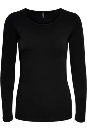 ONLY Tops, Dames, Zwart, M, Katoen, Zwart Live Love Life Lange Mouw Top