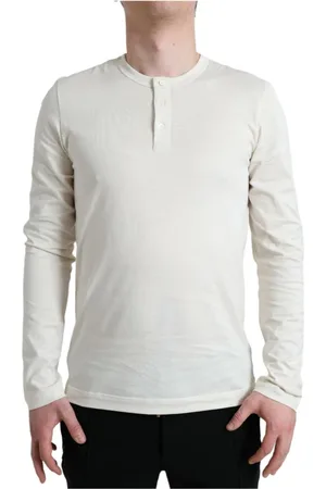 Dolce & Gabbana Tops, Heren, Wit, M, Katoen, Long Sleeve Tops
