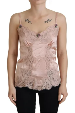 Dolce & Gabbana Tops, Dames, Roze, L, Katoen, Sleeveless Tops