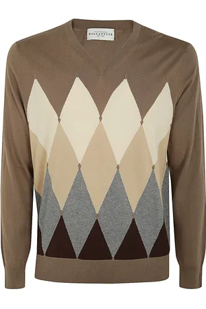 BALLANTYNE Truien, Heren, Veelkleurig, XL, Katoen, V-neck Truien