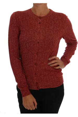 Dolce & Gabbana Truien, Dames, Rood, M, Wol, Rode Wol Cardigan Sweater