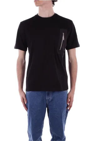 Costume National Tops, Heren, Zwart, S, Katoen, Zwart Logo Front T-shirt
