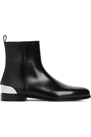 Alexander McQueen Schoenen, Heren, Zwart, 40 EU, Leer, Zwart Zilver Leren Laarzen