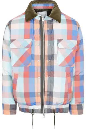 SACAI Jassen, Heren, Veelkleurig, L, Polyester, Geruite Gewatteerde Blouson Jas