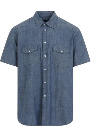 Universal Works Overhemden, Heren, Blauw, M, Katoen, Indigo Western Garage Shirt