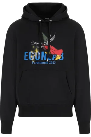 EgonLab Sweatshirts & Hoodies, Heren, Zwart, M, Katoen, Fantasia Zwarte Hoodie