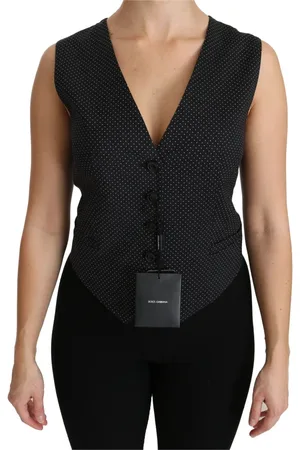 Dolce & Gabbana Jassen, Dames, Zwart, S, Wol, Zwart Gestippeld Wollen Vest