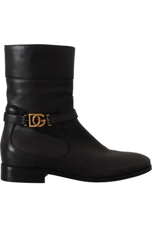Dolce & Gabbana Schoenen, Dames, Zwart, 36 EU, Leer, Enkellaarsjes