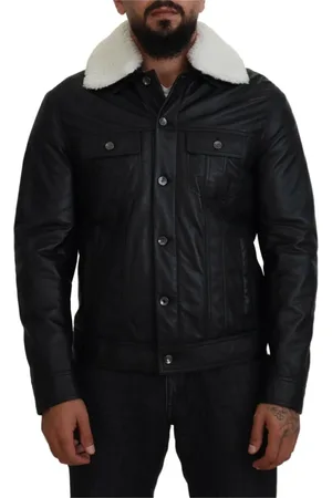 Dolce & Gabbana Jassen, Heren, Zwart, M, Leer, Leather Jassen