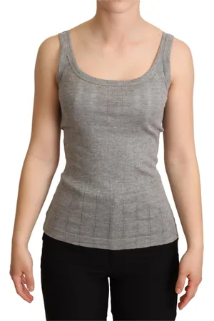 Dolce & Gabbana Tops, Dames, Grijs, XS, Katoen, Sleeveless Tops