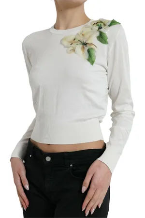 Dolce & Gabbana Truien, Dames, Wit, M, Round-neck Truien
