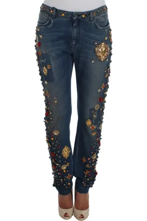 Dolce & Gabbana Jeans, Dames, Blauw, XS, Katoen, Slim-fit Jeans