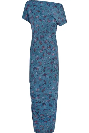 Cortana Kleedjes, Dames, Veelkleurig, L, Zijden Stretch Island Print Midi Jurk