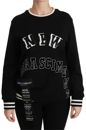 Dolce & Gabbana Truien, Dames, Zwart, M, Katoen, Round-neck Truien