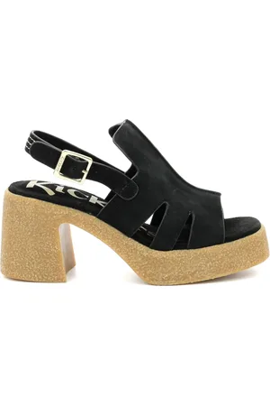 Kickers Schoenen, Dames, Zwart, 36 EU, Leer, Comfort Leren Sandalen