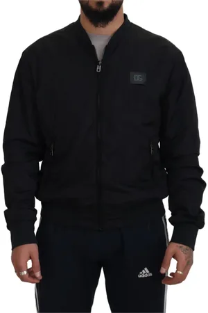 Dolce & Gabbana Jassen, Heren, Zwart, M, Nylon, Zwarte Nylon Logo Bomber Jas