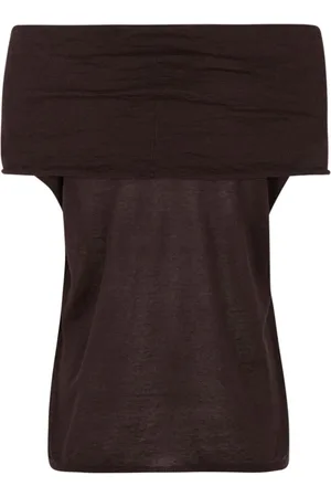 Cortana Truien, Dames, Bruin, 2Xl, Linnen, Bruine Linnen Off-Shoulder Gebreide Top