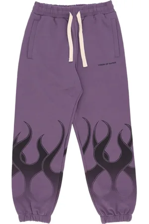 Vision Of Super Broeken, Heren, Paars, L, Flames Lichtgewicht Trainingsbroek Man Broek