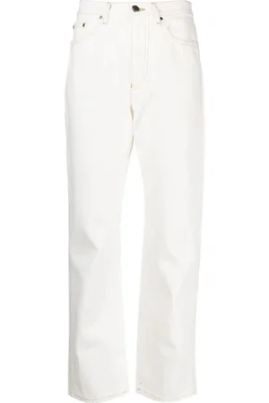 Moncler Jeans, Dames, Wit, XS, Katoen, Straight Jeans