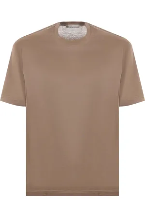 FILIPPO DE LAURENTIIS Tops, Heren, Bruin, M, Katoen, Katoen Kameel T-shirt en Polo
