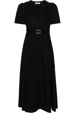 Twin-Set Kleedjes, Dames, Zwart, 4Xs, Katoen, Midi Kleedjes
