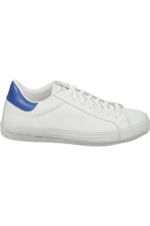 Kiton Schoenen, Heren, Wit, 44 EU, Leer, Witte leren sneakers met blauw detail