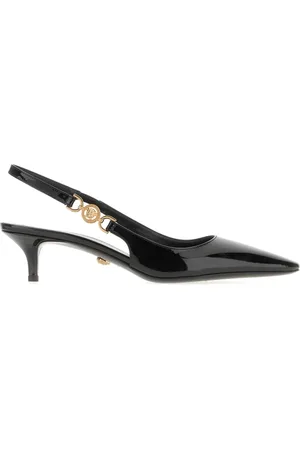 VERSACE Schoenen, Dames, Zwart, 35 1/2 EU, Leer, Hoge hakken schoenen